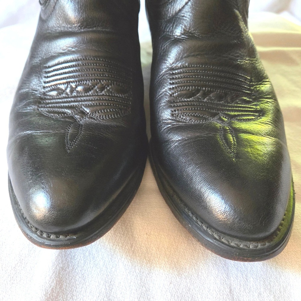 Laredo Western Cowboy Boots Mens 8D Black Excellent Leather Pointed/Almond Toe - Picture 6 of 12